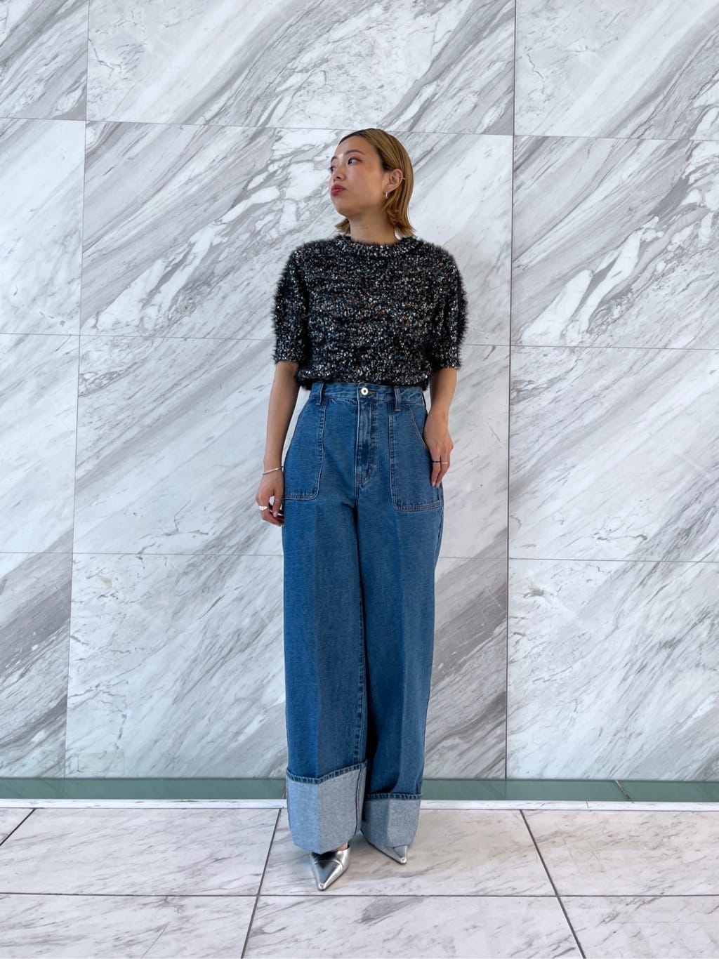 Harukaさんの「INDIVI｜カラーネップニット」を使ったコーディネート