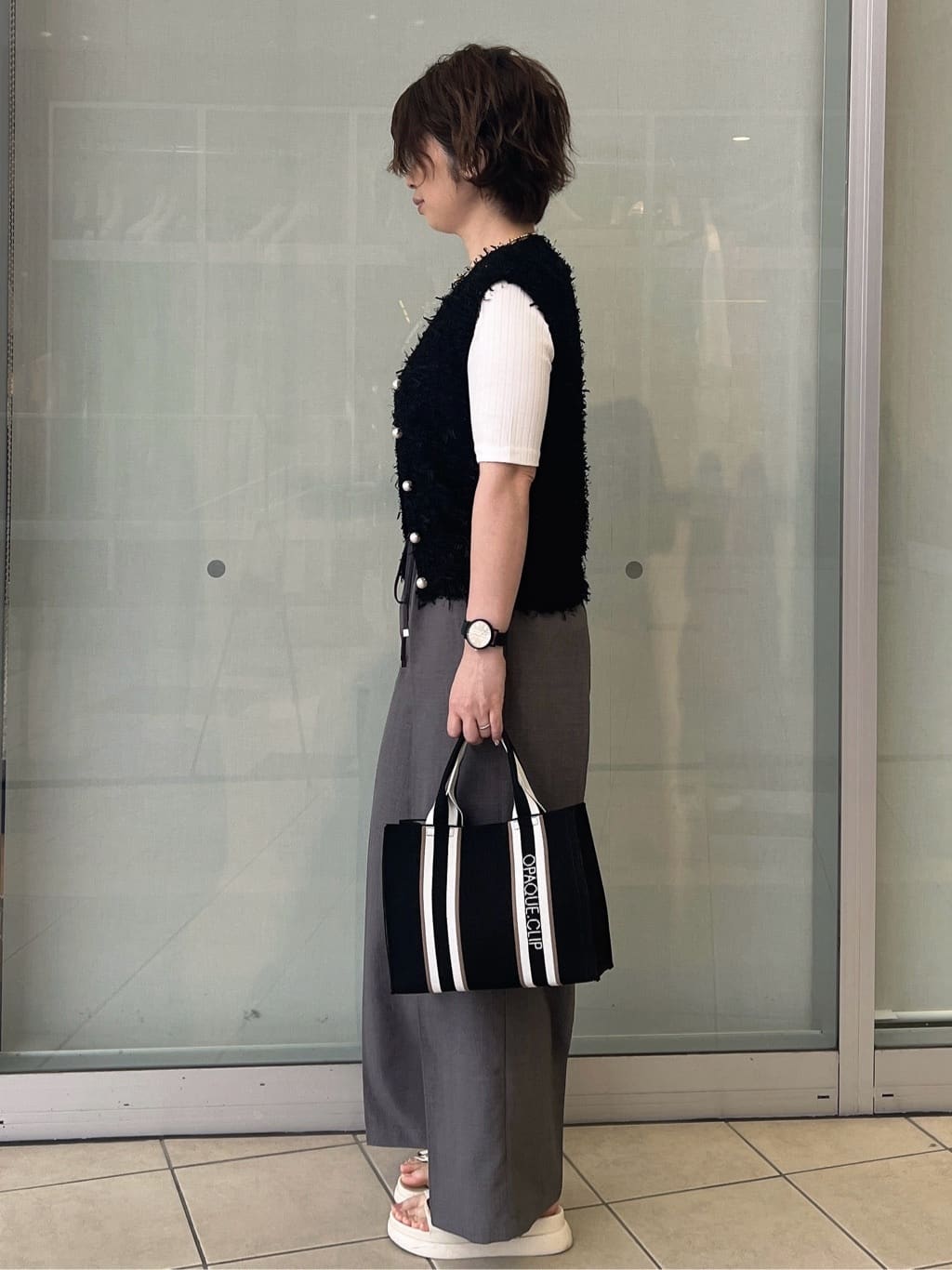 yo-koさんの「OPAQUE.CLIP｜汗染み防止 ボートネックリブカットソー【洗濯機洗い可／抗ピル】」を使ったコーディネート