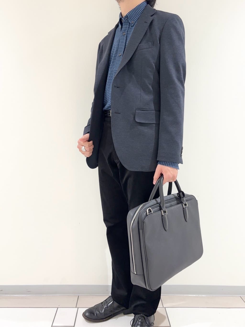 及川さんの「TAKEO KIKUCHI｜【None Of Stress】アクティブジャージ 千鳥 ジャケット」を使ったコーディネート