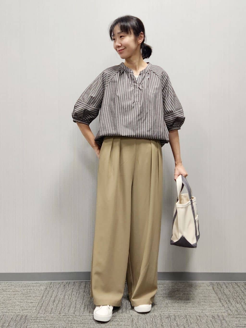 naraさんの「Dessin｜【セットアップ可・洗える】ダブルタックワイドパンツ」を使ったコーディネート