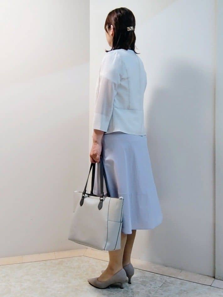 エリさんの「Reflect｜◆【接触冷感／洗える／吸水速乾／夏のオケージョンに／セットアップ可】ノーカラージャケット」を使ったコーディネート