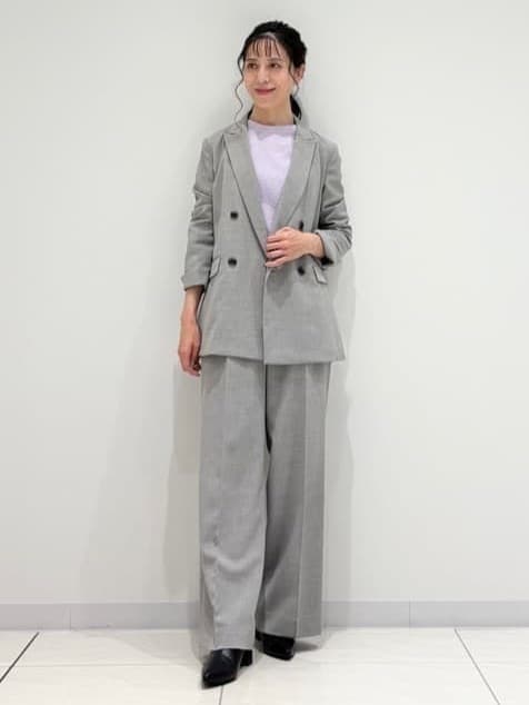 kayoさんの「INDIVI｜【洗える／セットアップ可能】凹凸ストレッチ素材ダブルジャケット」を使ったコーディネート