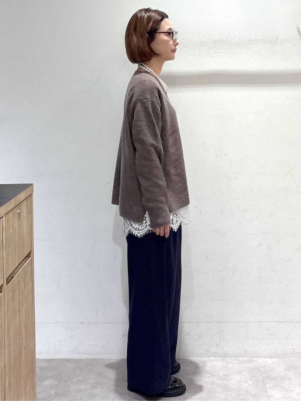 たけねぇさんの「OPAQUE.CLIP｜ラメストライプワイドパンツ【洗濯機OK】」を使ったコーディネート