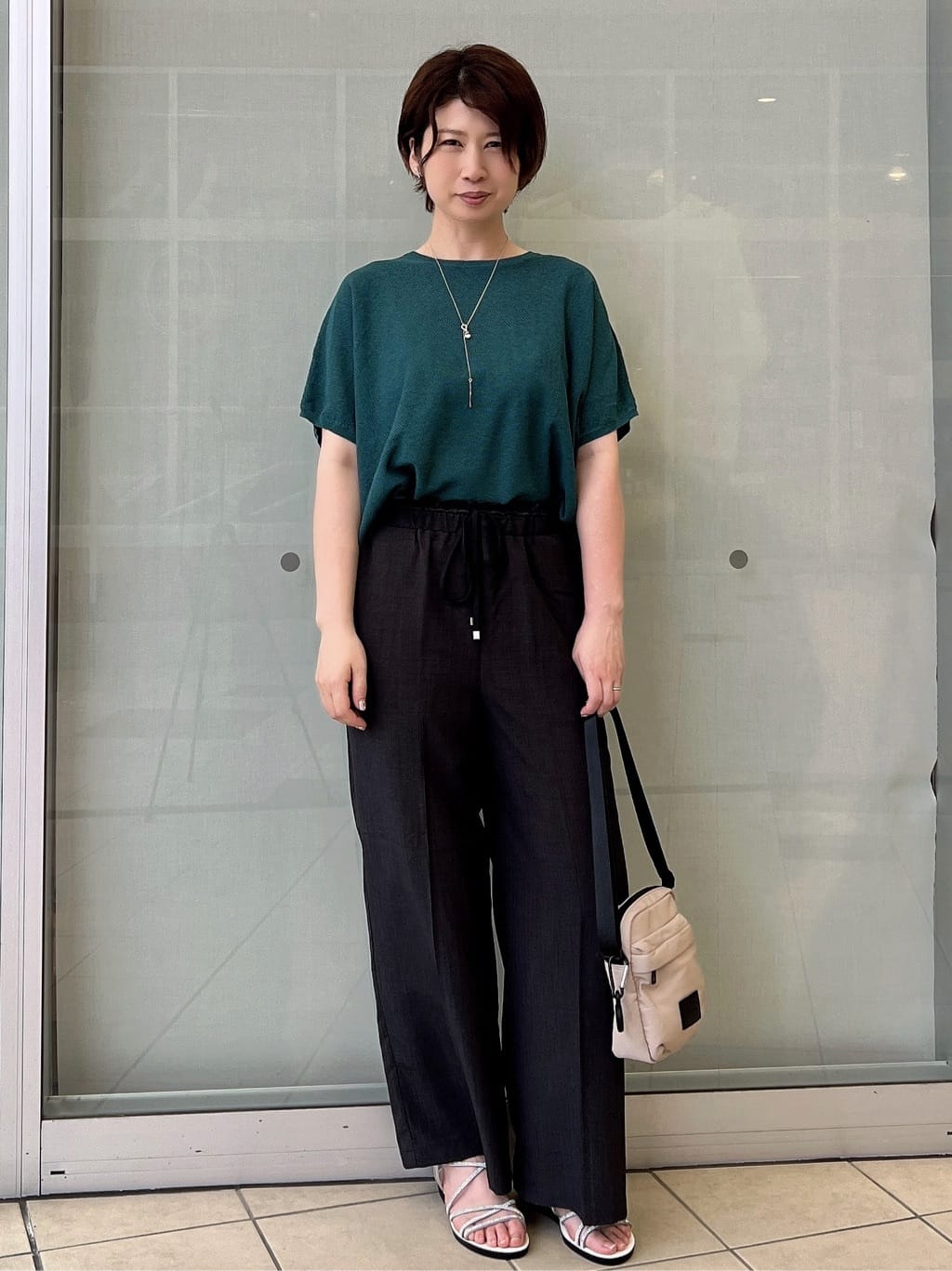 yo-koさんの「OPAQUE.CLIP｜《5色展開／S-LLサイズ》リラクシーメッシュニット【洗濯機洗い可】」を使ったコーディネート