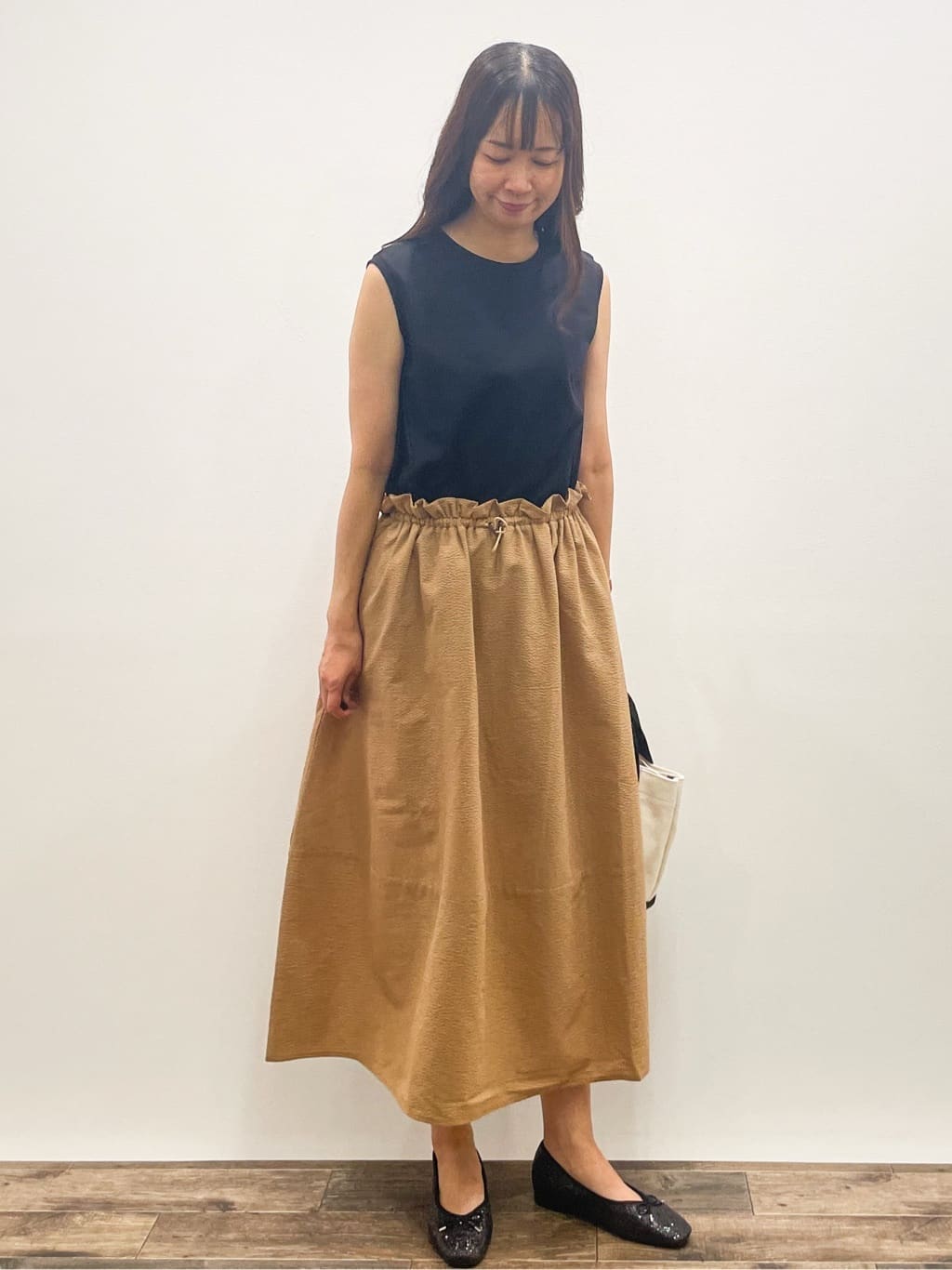 Aikoさんの「OPAQUE.CLIP｜配色サッカードッキングワンピース【洗濯機洗い可】」を使ったコーディネート