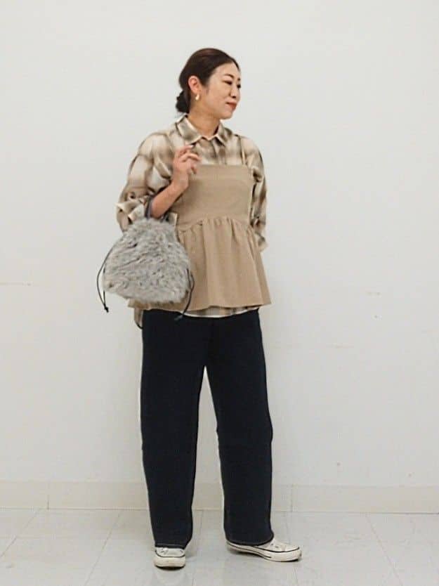 KJさんの「Dessin｜【洗える】シアーオンブレーチェックシャツ」を使ったコーディネート