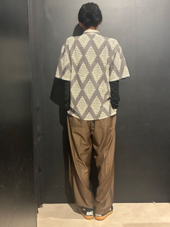 538961276さんの「THE SHOP TK｜ダイヤ柄プリント半袖シャツ【洗濯機OK/オーバーサイズ】」を使ったコーディネート