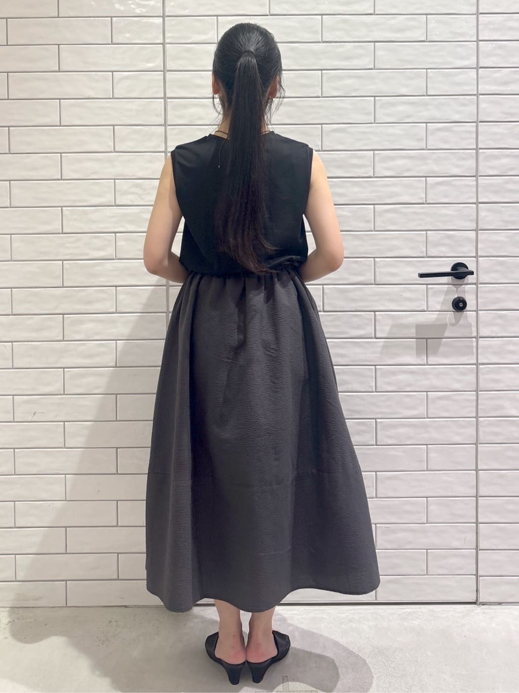 ayumiさんの「OPAQUE.CLIP｜配色サッカードッキングワンピース【洗濯機洗い可】」を使ったコーディネート