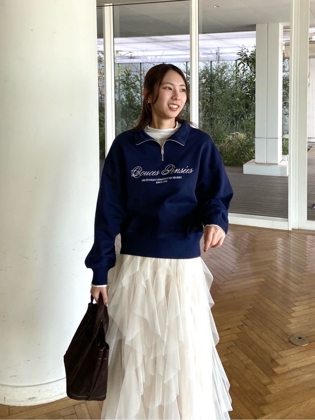 めぐさんの「OPAQUE.CLIP｜ハーフZIPロゴ刺繍裏毛【洗濯機OK】」を使ったコーディネート