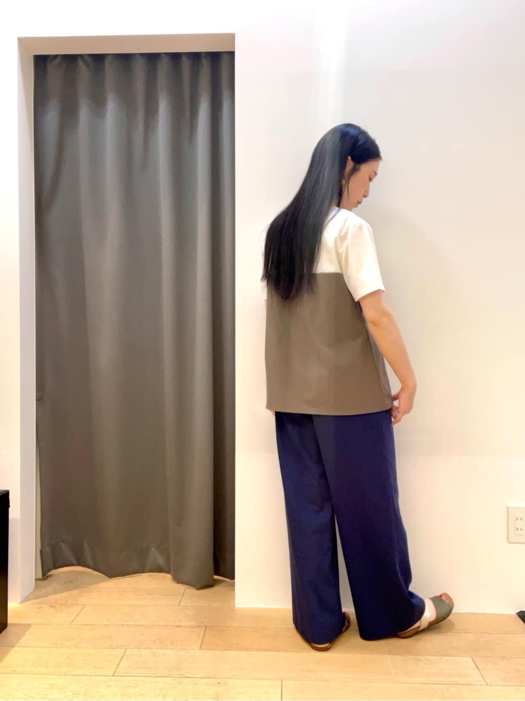 yukoさんの「INDIVI｜【デニムライク】マリンボタン リネン混ワイドパンツ」を使ったコーディネート