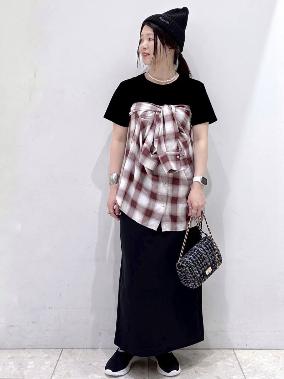 mameさんの「OPAQUE.CLIP｜フロッキーチュールTシャツ【洗濯機洗い可】」を使ったコーディネート