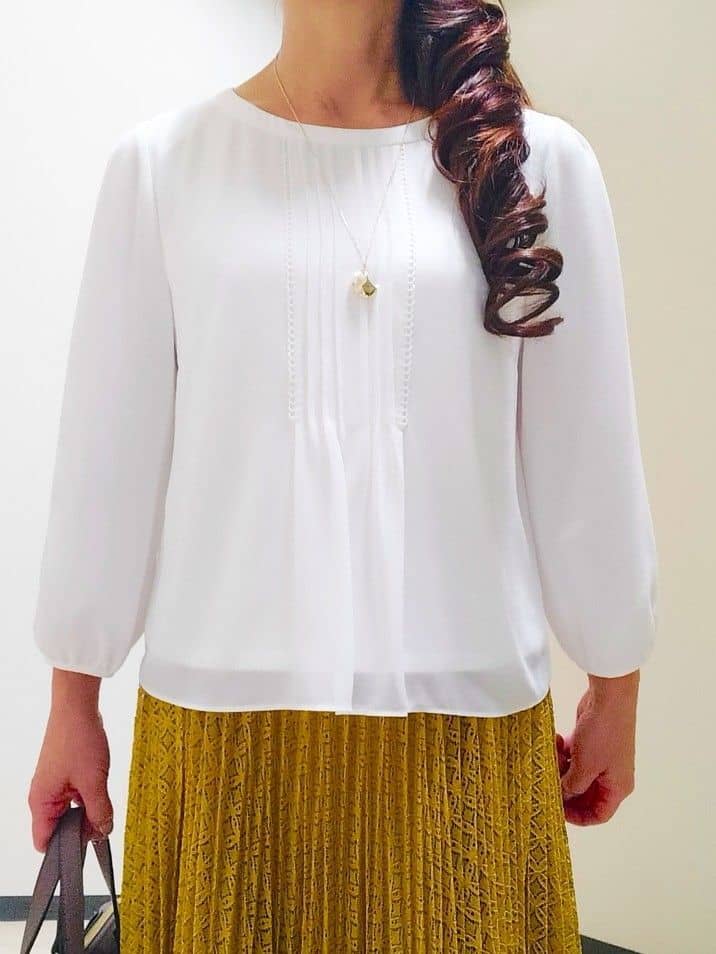 花さんの「Reflect｜【イージーケア】サークルダイヤ柄レースプリーツスカート」を使ったコーディネート