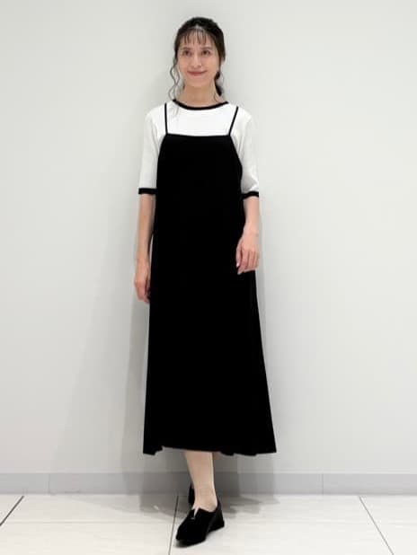 kayoさんの「INDIVI｜【インナーで活躍／アンサンブル】クルーネック半袖ニット」を使ったコーディネート