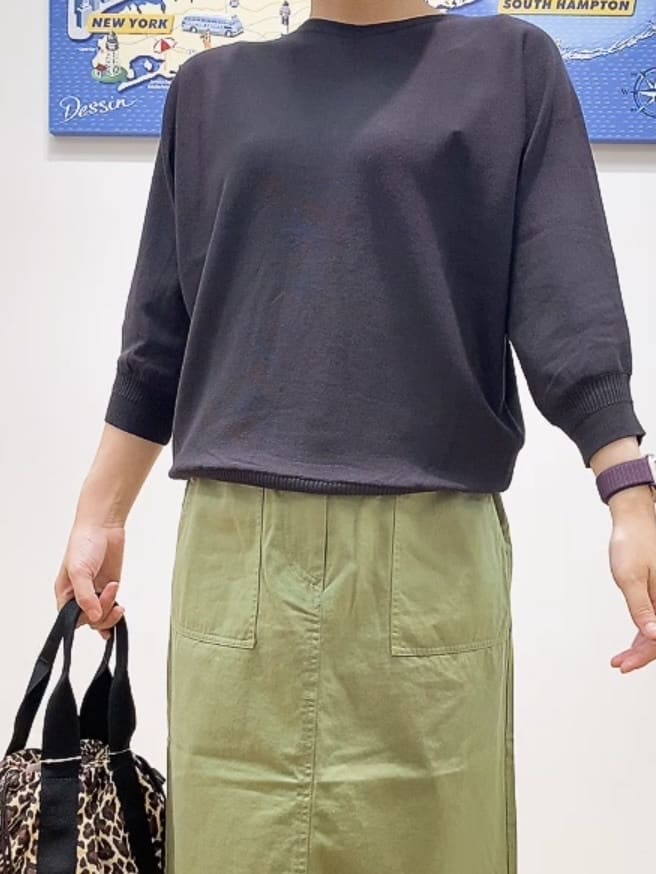 Hamaさんの「Dessin｜【洗える】後ろボタンニットプルオーバー七分袖」を使ったコーディネート