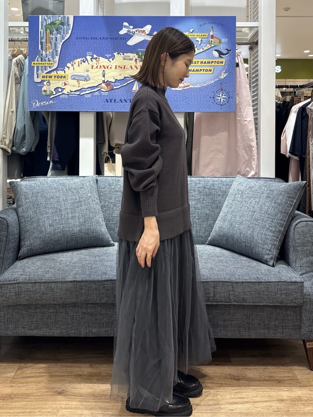 risaさんの「Dessin｜【洗える】ニットチュールドッキングワンピース」を使ったコーディネート