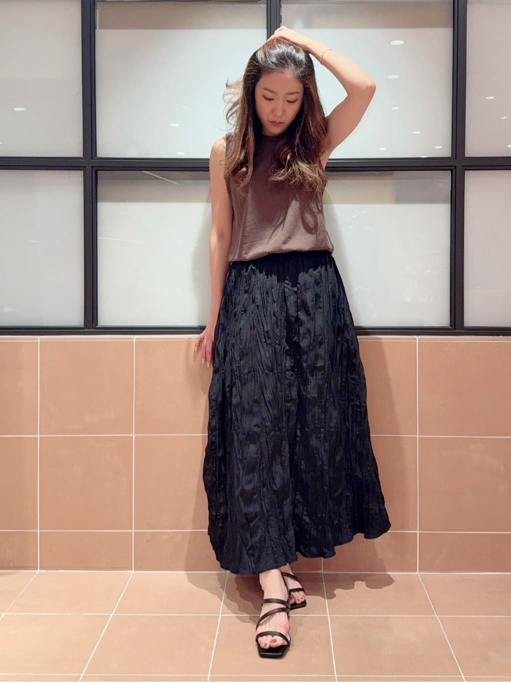 kaoriさんの「ESPERANZA｜キルティングクリアヒールサンダル」を使ったコーディネート