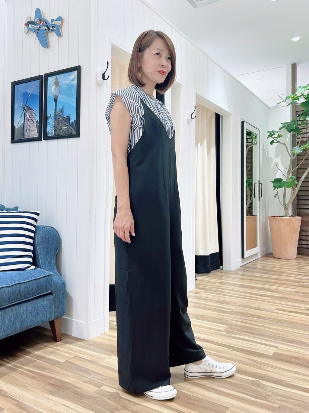 ☆SATO☆さんの「Dessin｜【洗える】ストライプ柄ギャザーブラウス」を使ったコーディネート