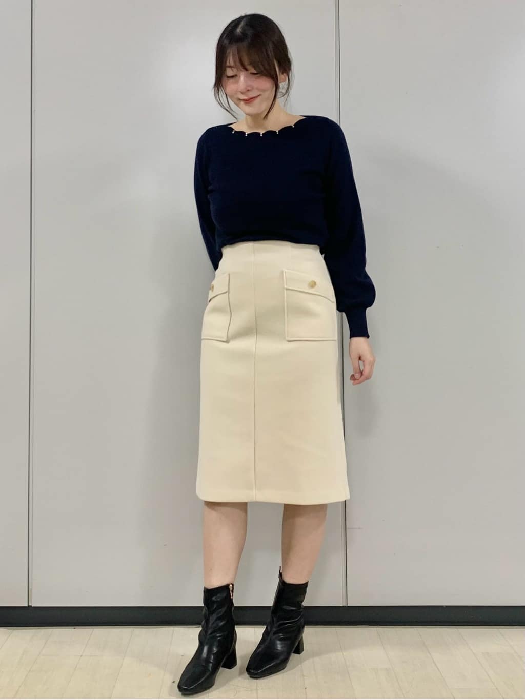 kasumiさんの「index｜ラメスカラップビジューデザインニット【洗濯機OK】《6col／S～LL》」を使ったコーディネート