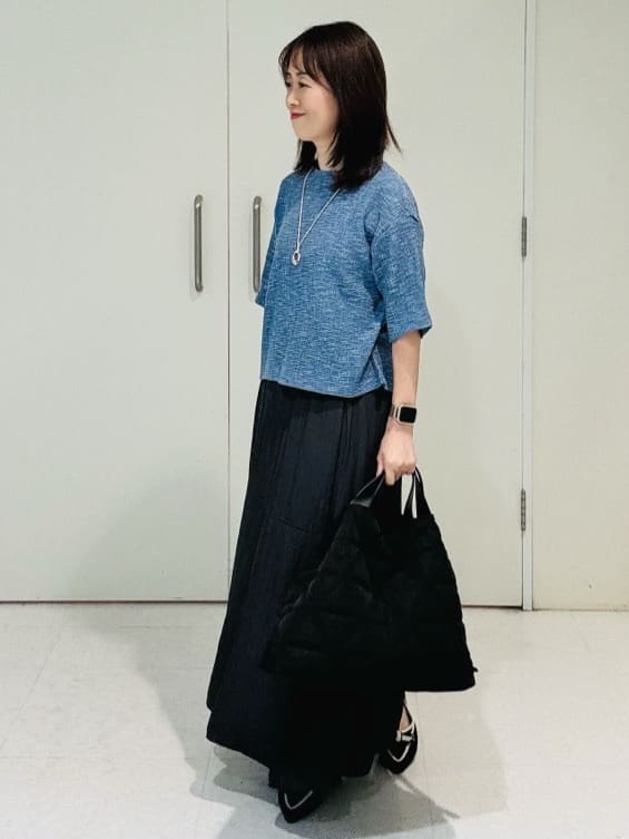 makiさんの「UNTITLED｜【五分袖/ジャージトップス】スラブカールマイヤープルオーバー」を使ったコーディネート