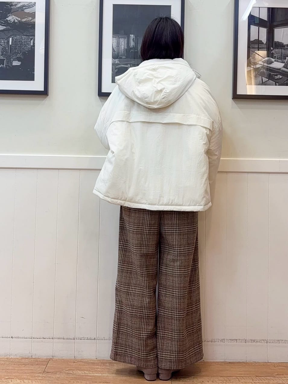 えぬさんの「SHOO･LA･RUE｜【撥水/あったか】たっぷり着られる 中綿モンスターショートコート」を使ったコーディネート