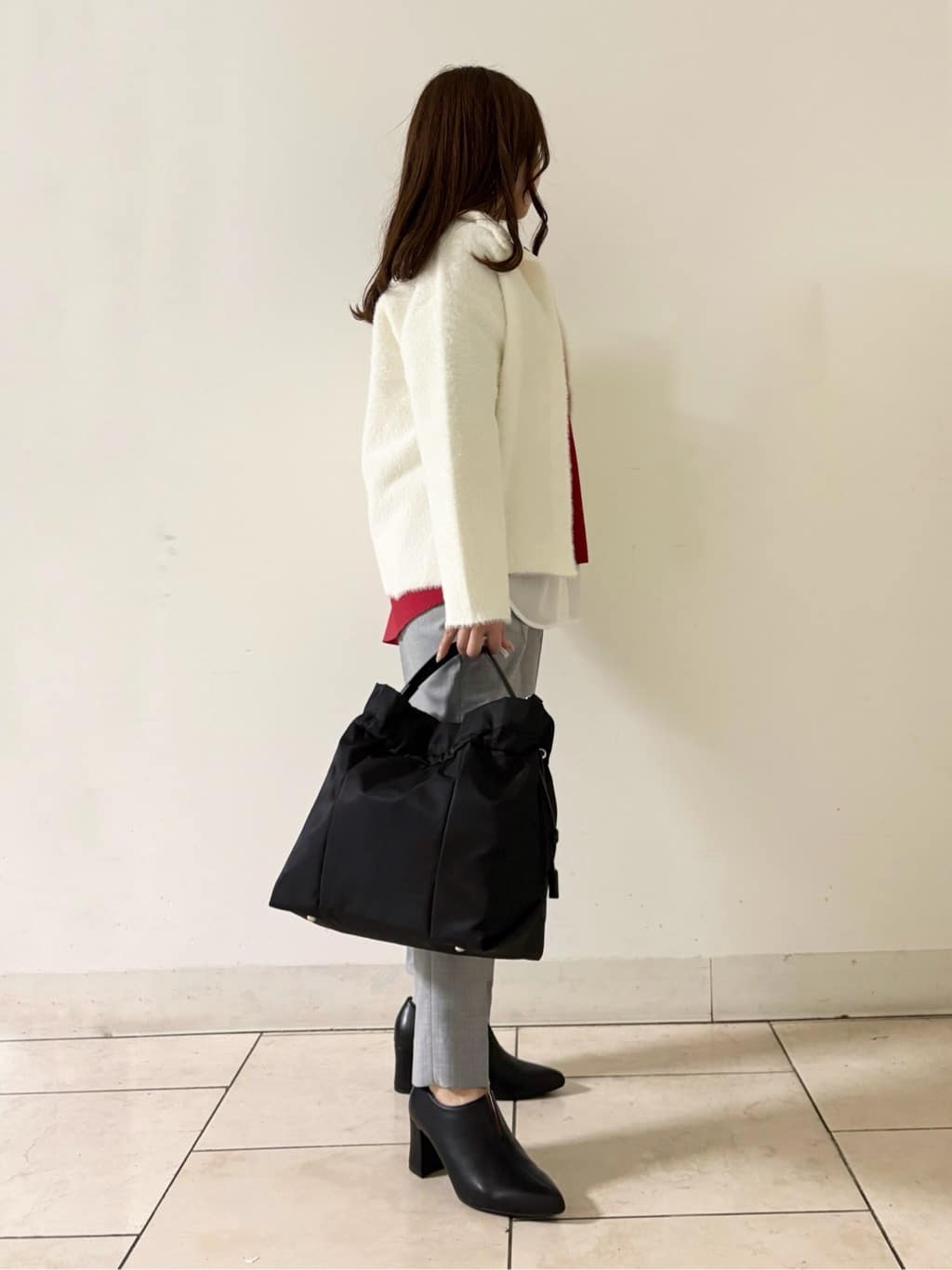 kahoさんの「INDIVI｜スタンドネック シャギーモールニット」を使ったコーディネート