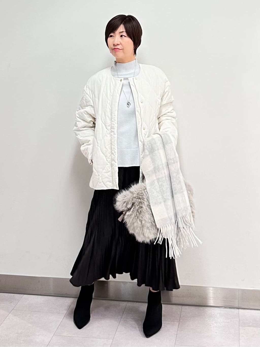 みなこさんの「UNTITLED｜【8色展開/洗える】ウールカシミヤ ハイネックニット」を使ったコーディネート