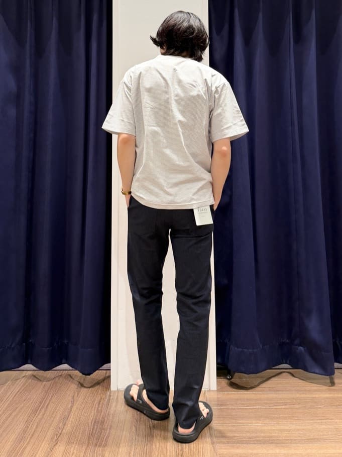 Tightさんの「THE SHOP TK｜パーフェクテックボーダー 半袖Tシャツ 吸水速乾／洗濯機OK」を使ったコーディネート
