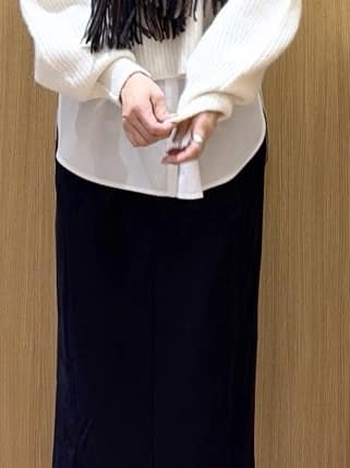 chiakiさんの「OPAQUE.CLIP｜MIXミドルゲージショートあぜニット【洗濯機OK】」を使ったコーディネート