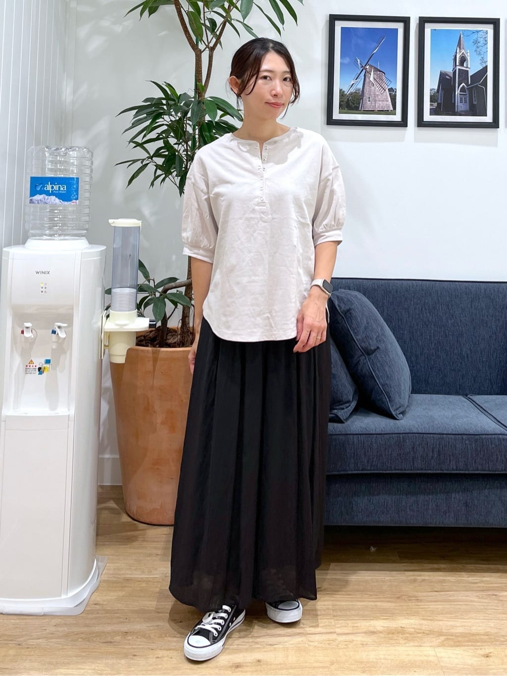 canaさんの「Dessin｜【360度可愛い/前後2WAY/洗える】ライトコットンヘンリーカットソー」を使ったコーディネート