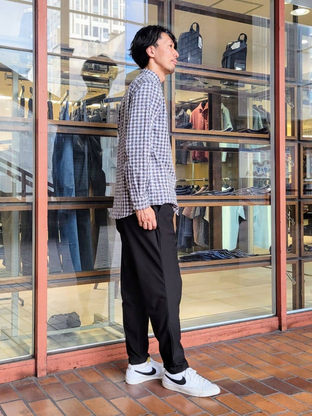 piroyaさんの「TAKEO KIKUCHI｜チェックボーラーガーゼシャツ」を使ったコーディネート