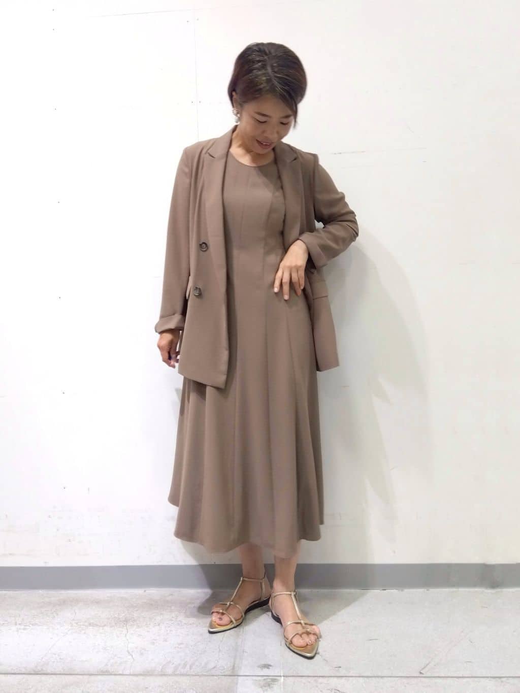 Kさんの「INDIVI｜【美シルエット】ノースリーブワンピース」を使ったコーディネート