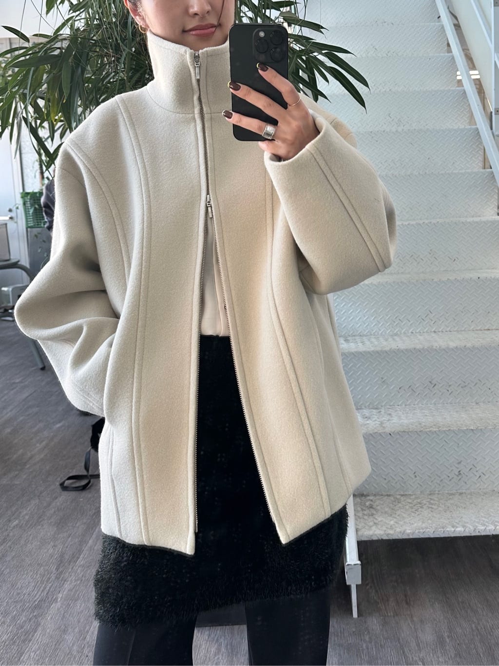 harunaさんの「CODE A｜wool volume short coat」を使ったコーディネート