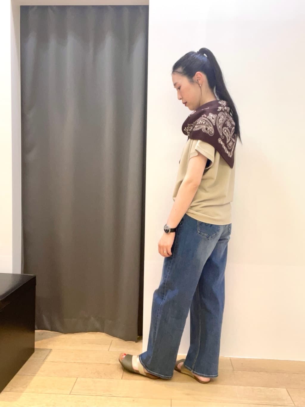 yukoさんの「INDIVI｜リネン調ペーズリースカーフ」を使ったコーディネート
