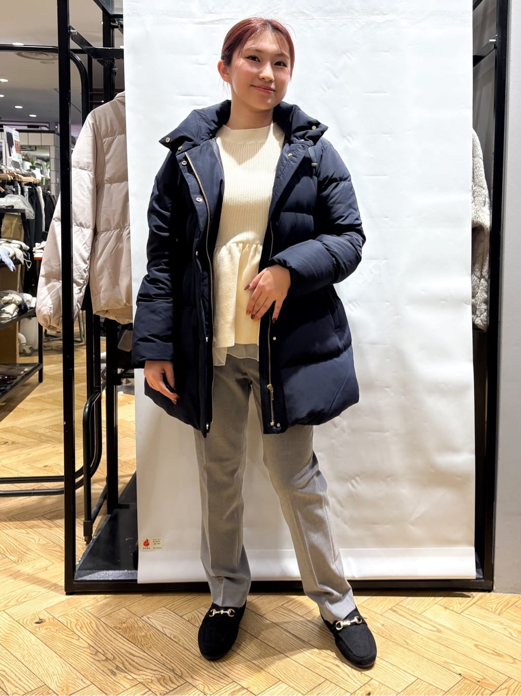 ふうかさんの「index｜KAWADAダウンドロストミドルコート【撥水／洗濯機OK／2WAY／静電気防止裏地】《XS～3L》」を使ったコーディネート