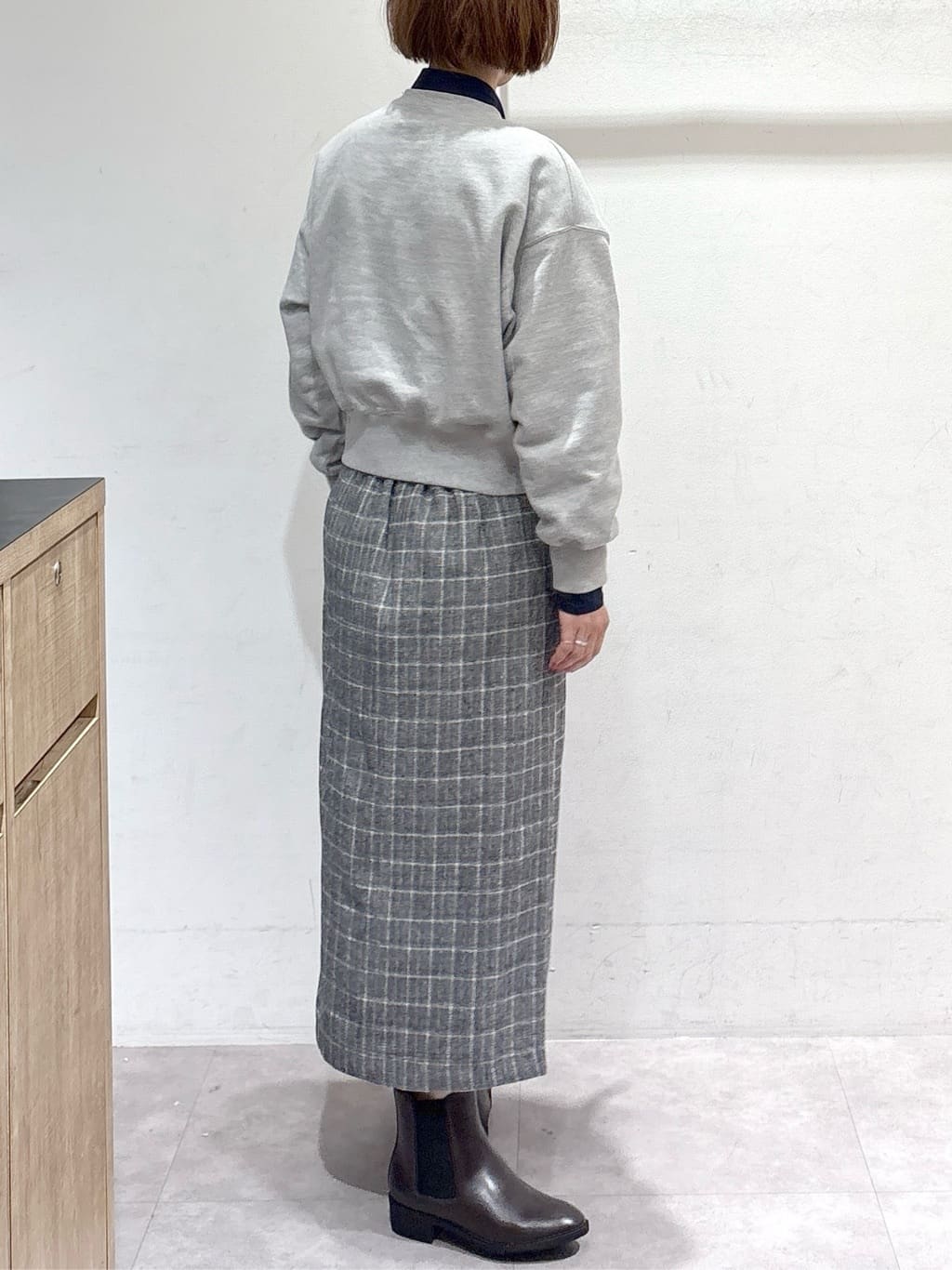 たけねぇさんの「OPAQUE.CLIP｜チェックツイード ラップ風ナロースカート【洗濯機OK】」を使ったコーディネート