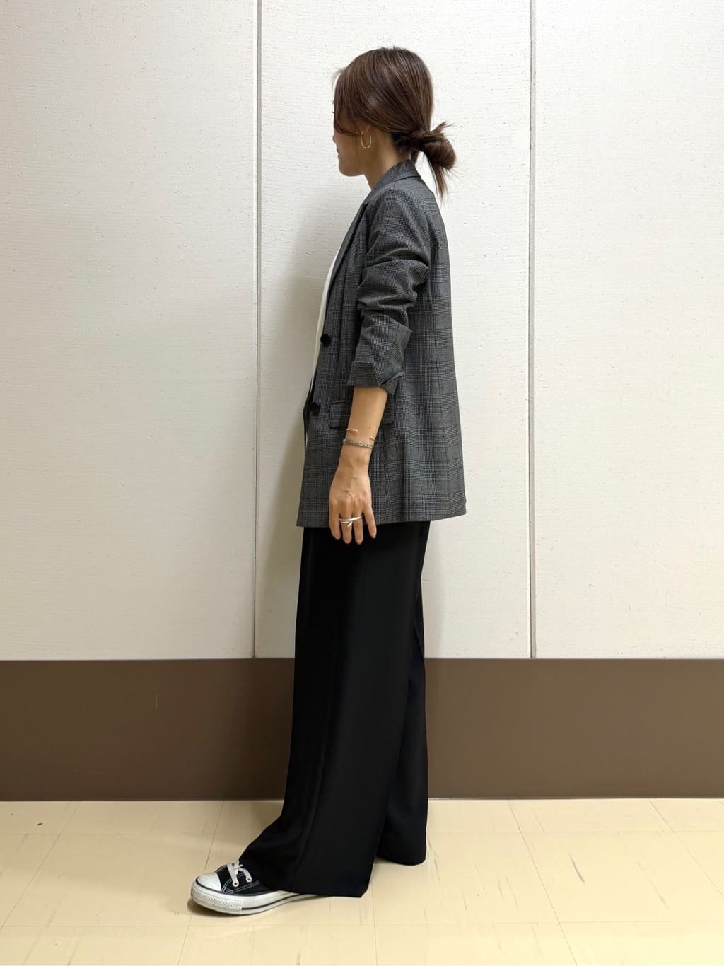 mamiさんの「INDIVI｜【洗える／オンオフ】チェック柄ダブルジャケット」を使ったコーディネート