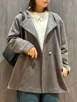 meiさんの「SHOO･LA･RUE｜【S-LL】上品さを纏う やわらかフェイクスエード ミドル丈ブルゾン」を使ったコーディネート