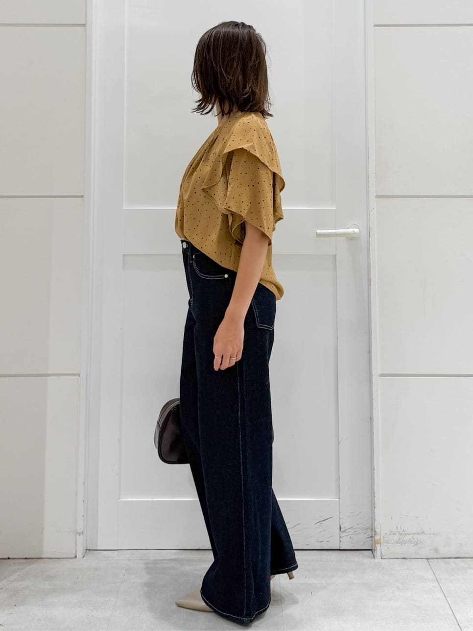 yuka.aさんの「OPAQUE.CLIP｜ランダムドットフリルブラウス【洗濯機洗い可】」を使ったコーディネート