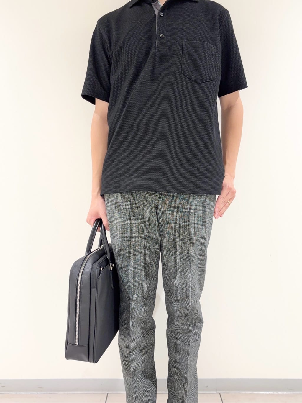 及川さんの「TAKEO KIKUCHI｜【抗菌防臭／9色5サイズ展開】ハニカムメランジ ポロシャツ」を使ったコーディネート