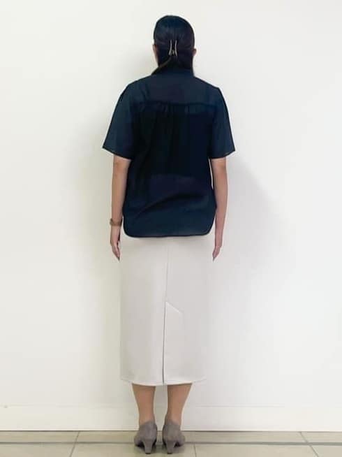 chisaさんの「Reflect｜【すっきり見え／ウエスト総ゴム】ジャージナロースカート」を使ったコーディネート