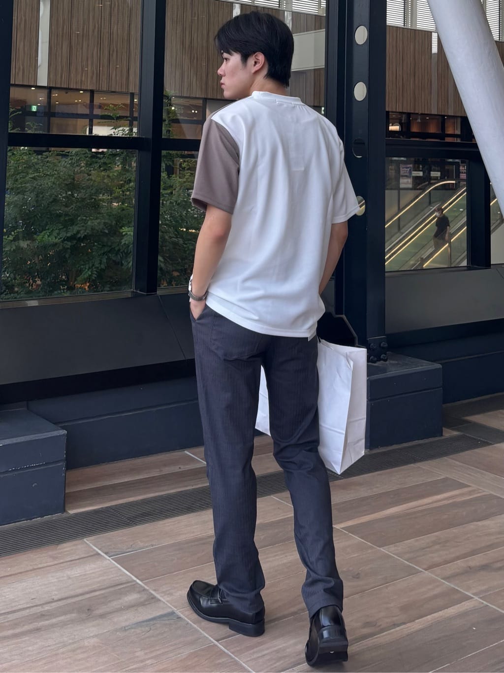 うらしーさんの「THE SHOP TK｜ツイルブロッキング 半袖Tシャツ 洗濯機OK」を使ったコーディネート