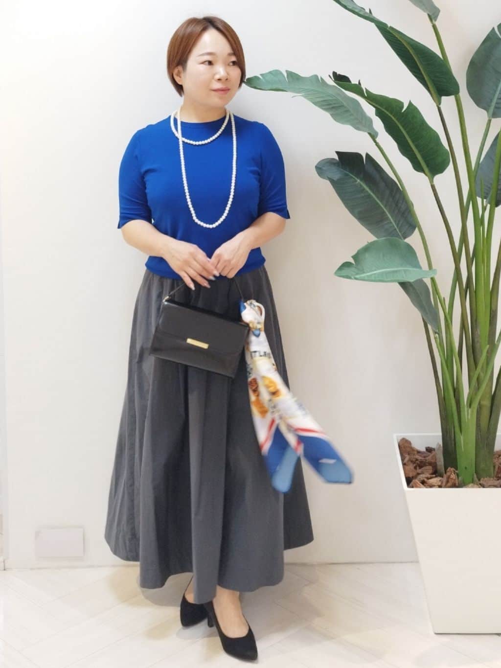 s u g iさんの「UNTITLED｜【アンサンブル可/薄手/洗える】5分袖クルーニット」を使ったコーディネート