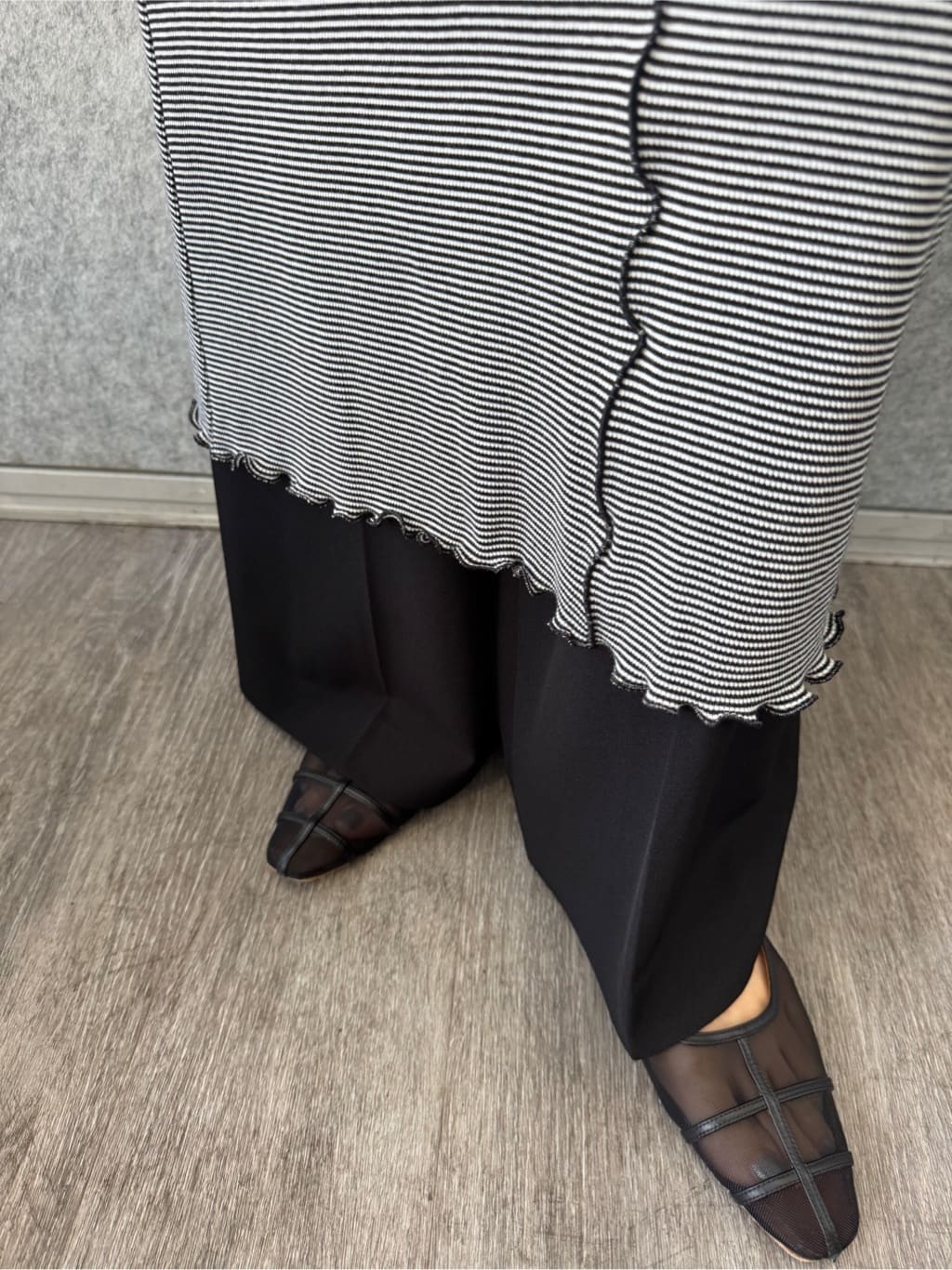 uchi__yamaさんの「CODE A｜【Cup-in】chic border jersey dress」を使ったコーディネート