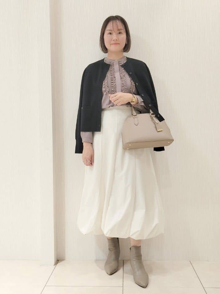 naokoさんの「UNTITLED｜【アンサンブル可/ジャケット風】ウールミラノリブカーディガン」を使ったコーディネート