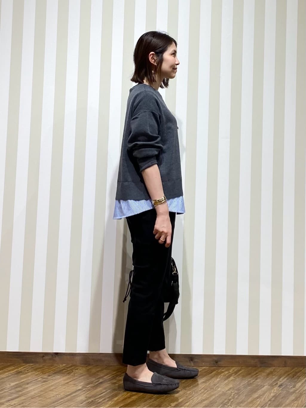 SAOさんの「SHOO･LA･RUE｜【高レビュー/洗濯機可/SS-LL】あったか裏起毛 のびのびストレッチ テーパードパンツ」を使ったコーディネート
