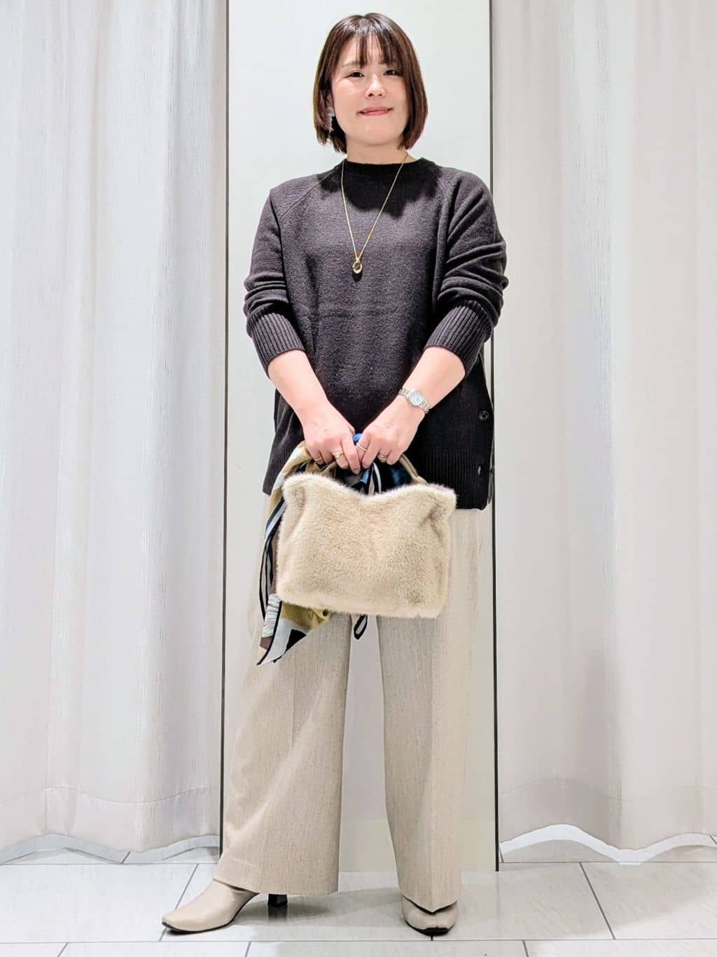 Onumaさんの「UNTITLED｜【日本製／通勤／フォーマル】カシミヤ混ノーカラーコート」を使ったコーディネート