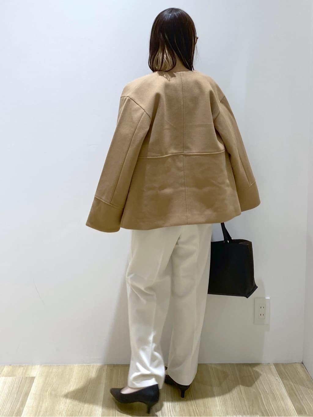 えりさんの「OPAQUE.CLIP｜ウールライクメルトンノーカラーコート【洗濯機洗い可】」を使ったコーディネート