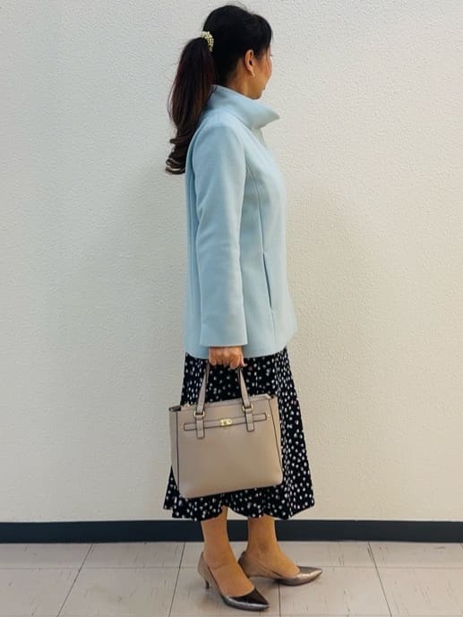 ⭐︎Eimi⭐︎さんの「Reflect｜【SS-4Lサイズ／衿が顔に当たらない◎】スタンドネックミドルコート」を使ったコーディネート