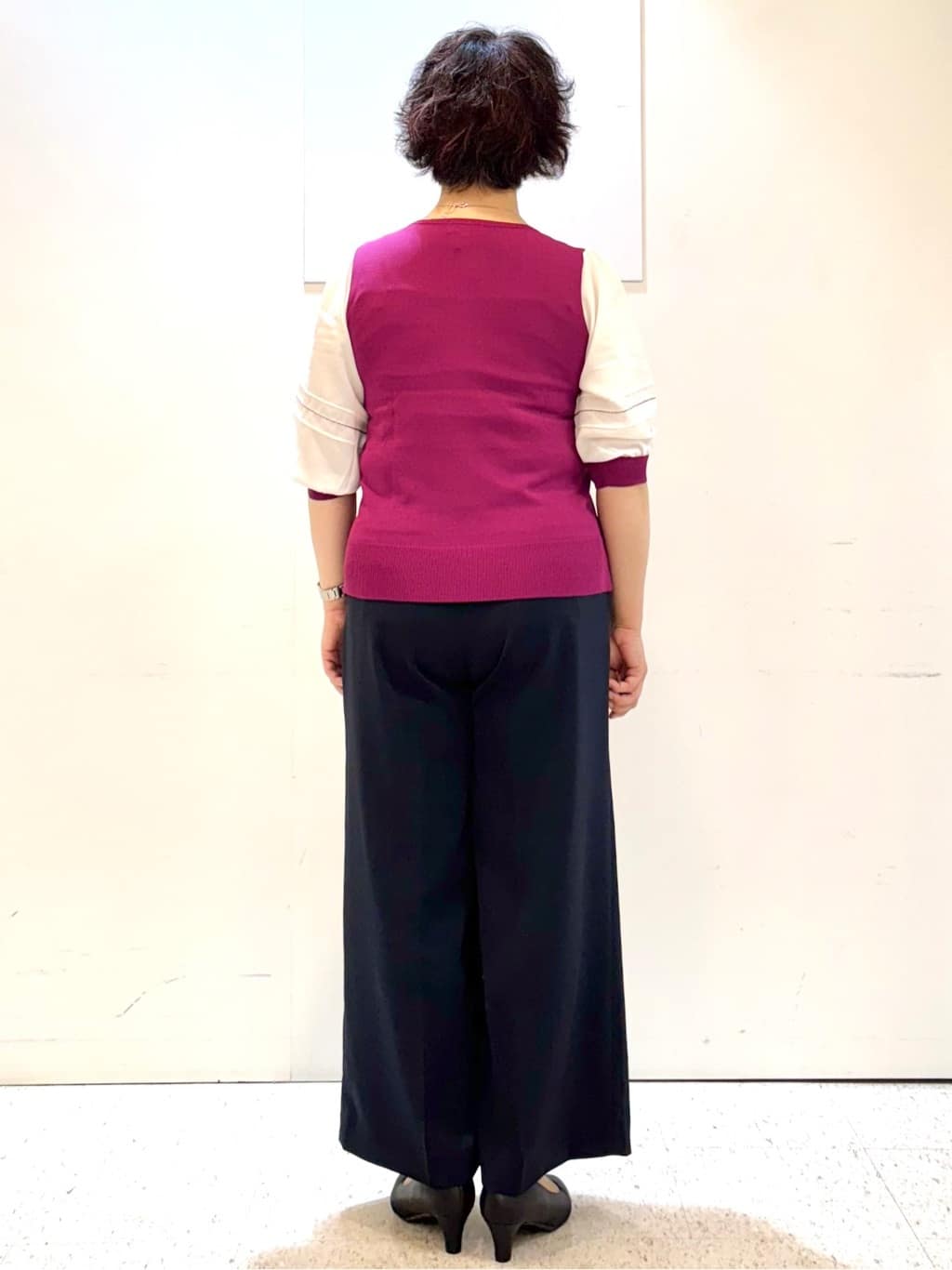 ヤスコさんの「Reflect｜【WEB先行カラーあり／手洗い可】ジョーゼットスリーブ&times;ニット」を使ったコーディネート