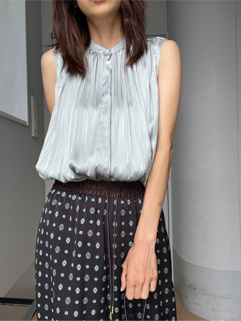 misaさんの「DRESSTERIOR｜スパンコール2WAY巾着バッグ」を使ったコーディネート